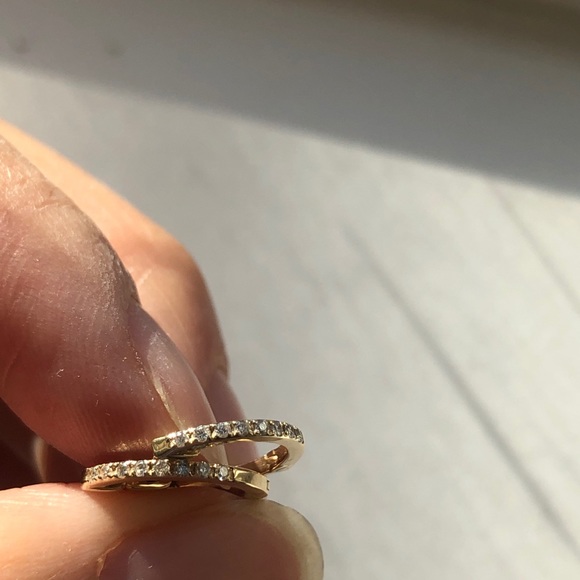 Diamond Huggie Earrings 14k 🤍SALE🤍 - Picture 3 of 9